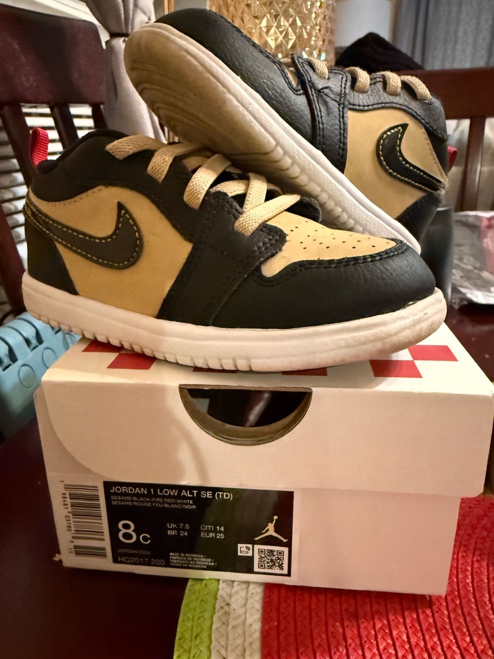 Nike Kids Jordan 1 Low Alt SE Sneakers in Black and Tan